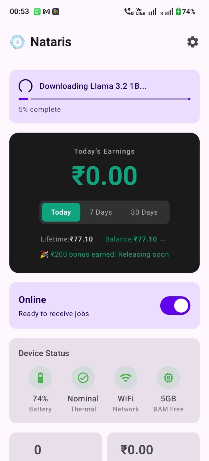 Nataris — Run AI, Earn Money screenshot
